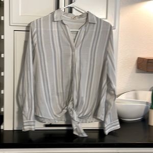 IJoah Striped Button Front Blouse